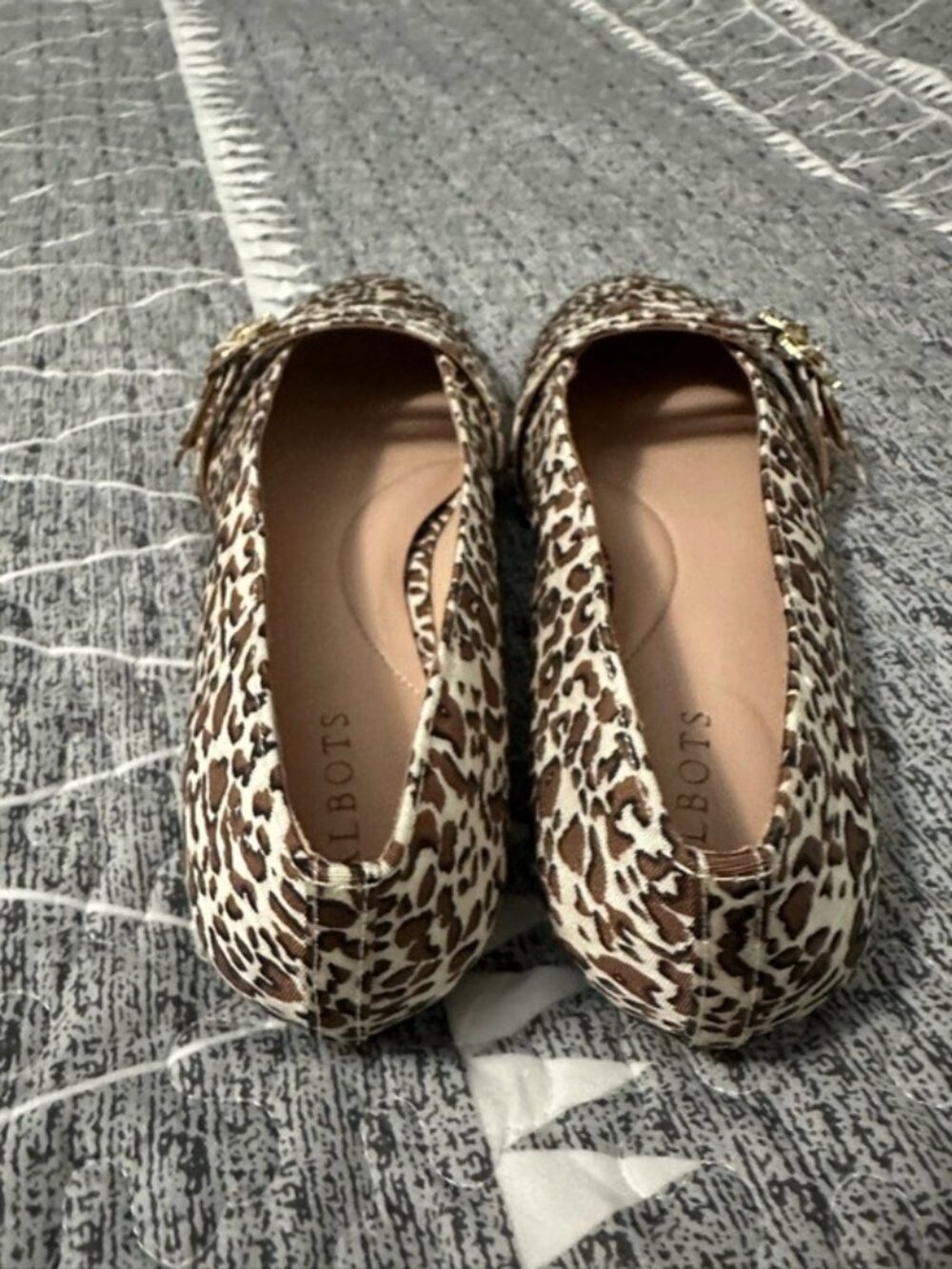 Talbots Vera Leopard Print Mary Jane Flats Gold Buckle Sz 7.5 Quiet Luxury NWOT - Picture 7 of 13